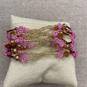 Pink and Gold Beaded Bracelet